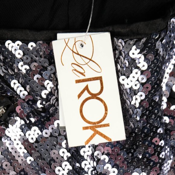 LA Rok Pants Womens Extra Small Silver Sequins Party Club Rave Tights - Picture 11 of 12